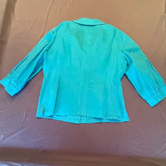 Carlisle Teal Linen Button Front Lightweight Jacket Size 14/Large MSRP $325 - Picture 12 of 14
